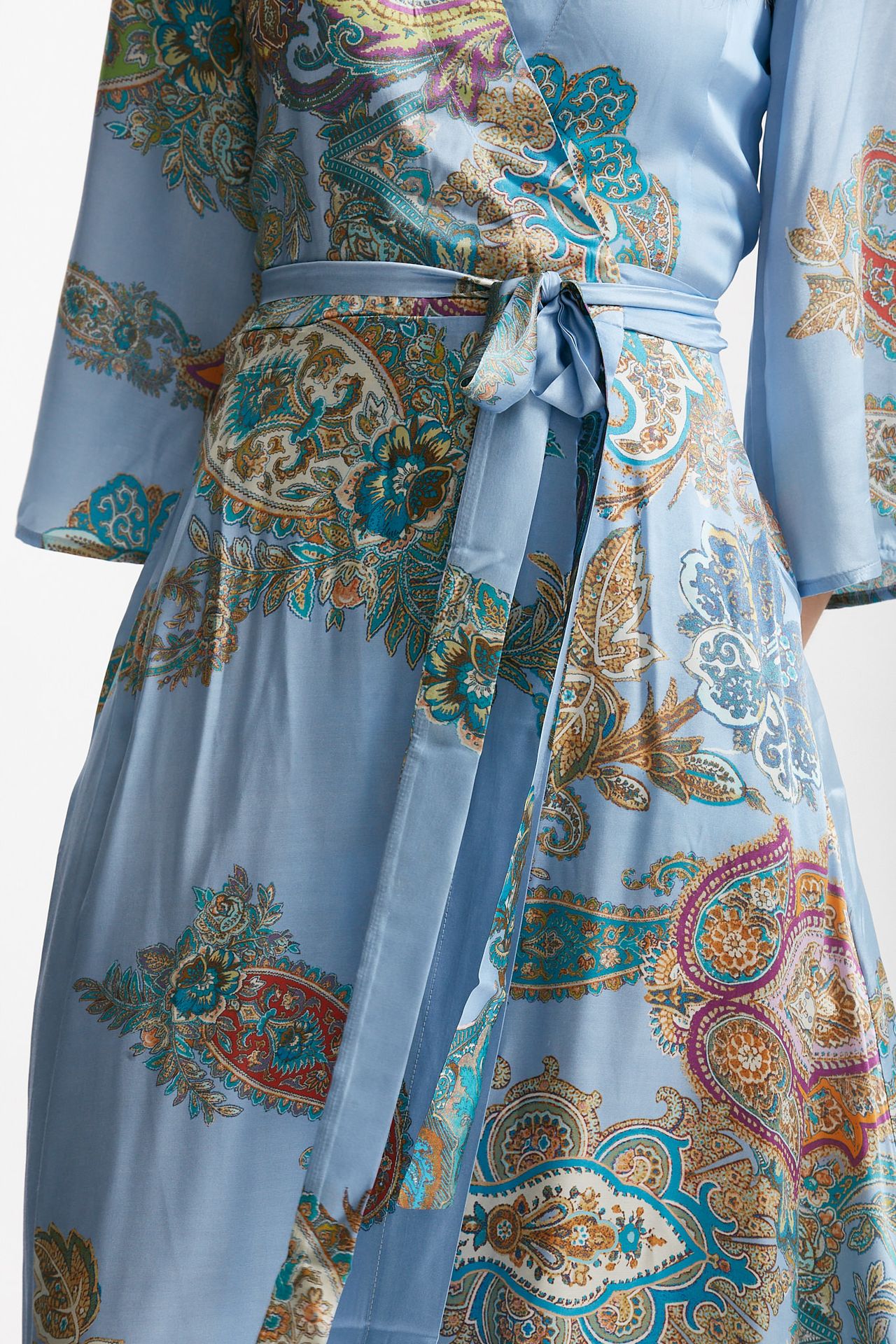 abito wrap in fantasia fantasia fondo azzurro women Bellini - 5