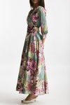 abito in cotone fantasia rosa e verde scollato women Bellini - 2