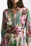 abito in cotone fantasia rosa e verde scollato women Bellini - 5