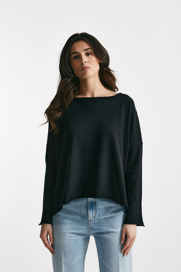 maglia ampia in cotone e cachemire nero women Be you