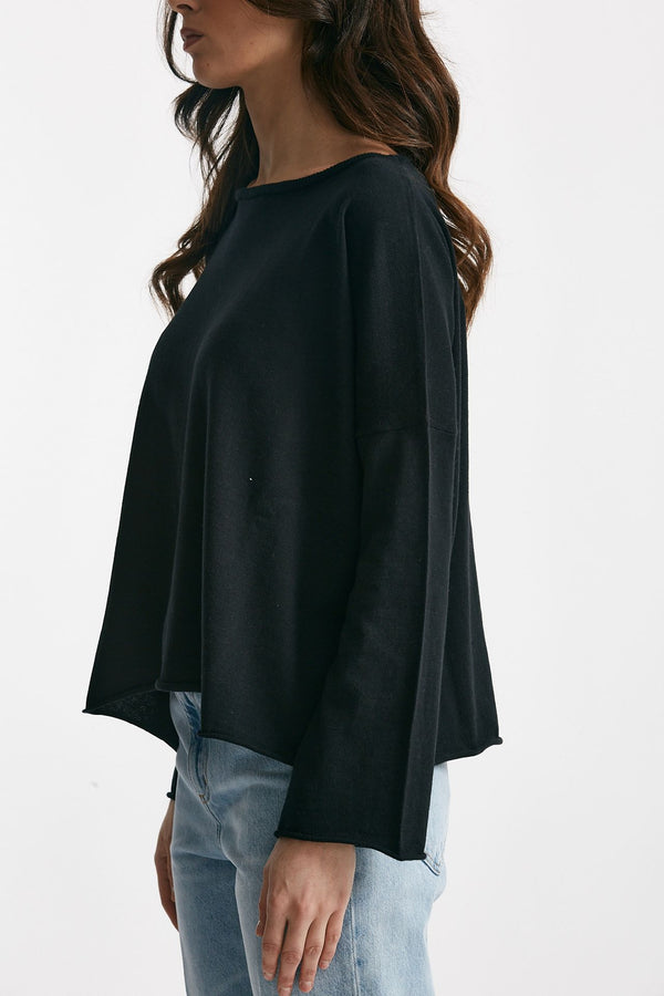maglia ampia in cotone e cachemire nero women Be you