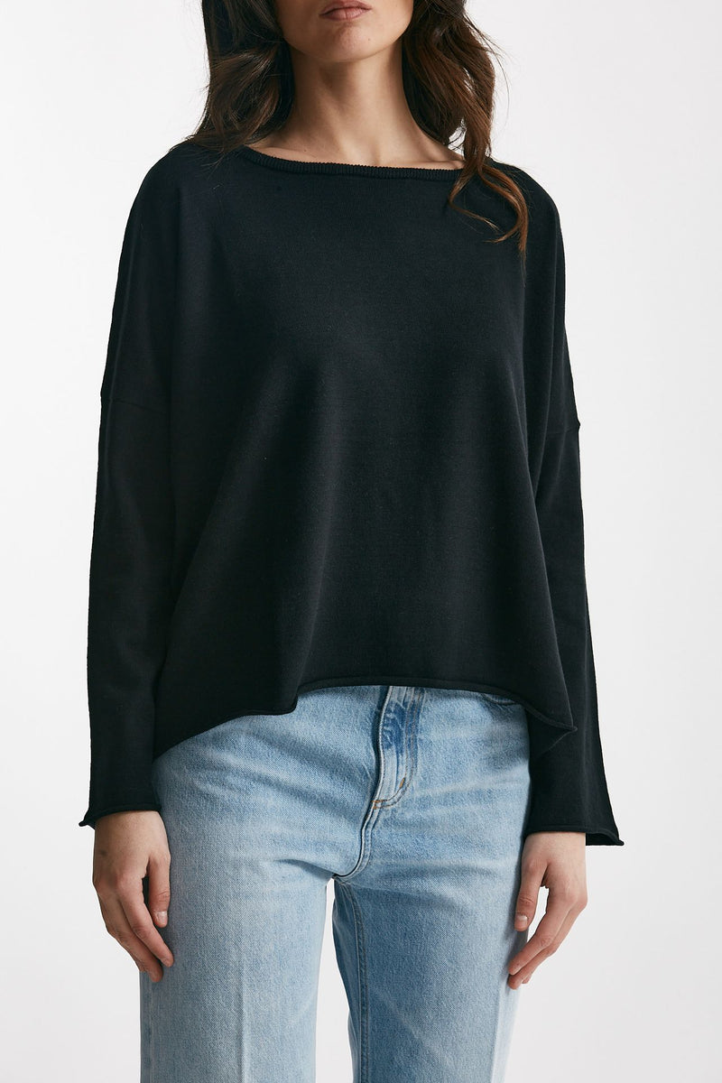 maglia ampia in cotone e cachemire nero women Be you - 4