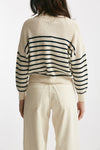 maglia lavorata in cotone rigata panna e blu women Be you - 3