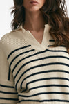 maglia lavorata in cotone rigata panna e blu women Be you - 5