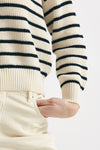 maglia lavorata in cotone rigata panna e blu women Be you - 6