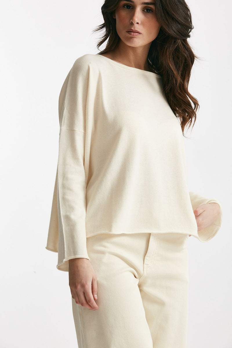 maglia ampia in cotone e cachemire panna women Be you - 3