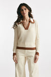 maglia lavorata in cotone panna con profili bruciato women Be you - 1