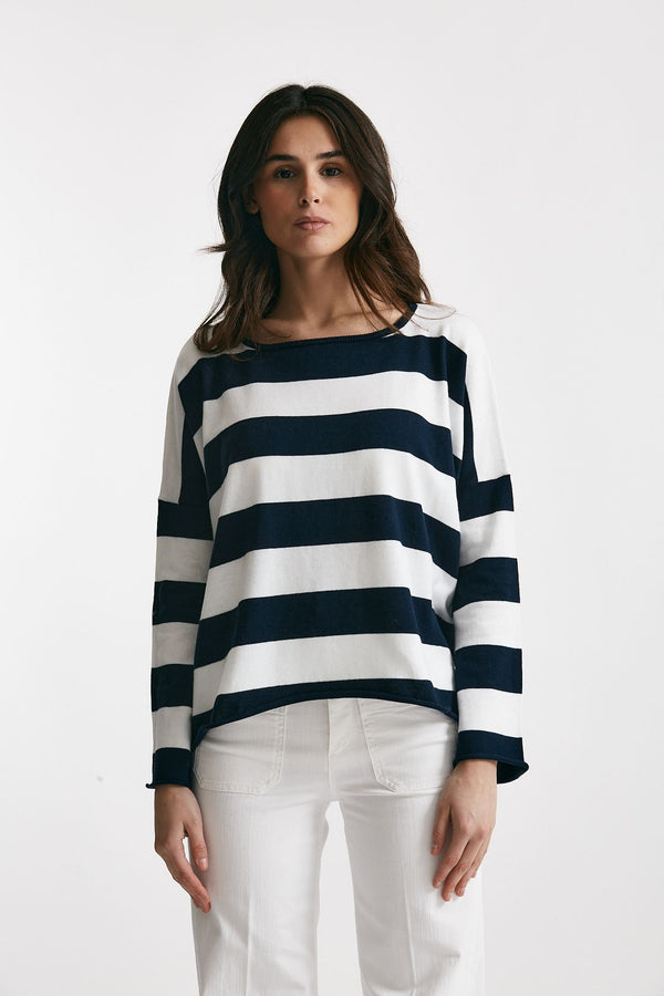 maglia ampia in cotone e cachemire rigata women Be you