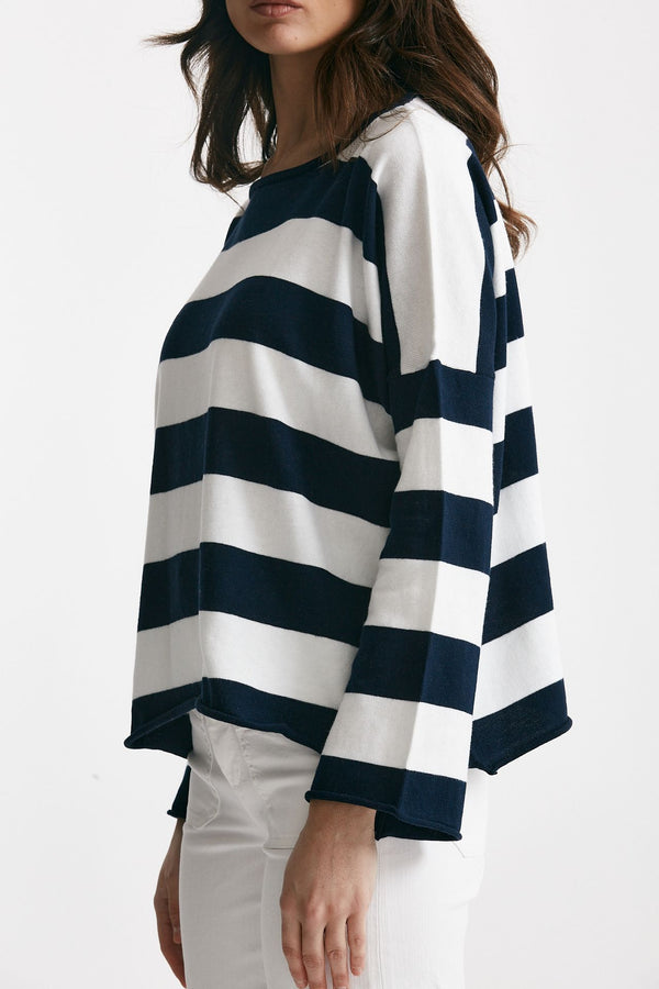 maglia ampia in cotone e cachemire rigata women Be you