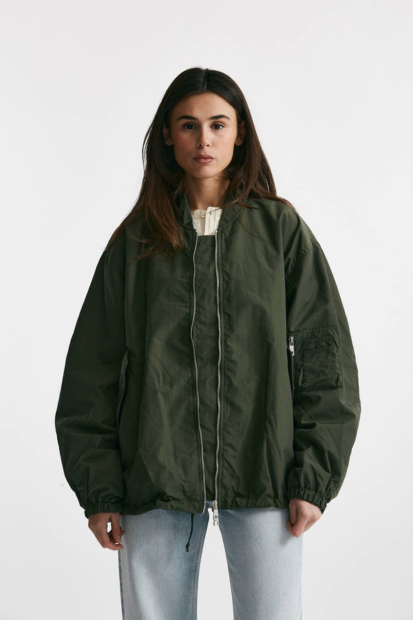 bomber over in nylon verde militare women Giorgio brato