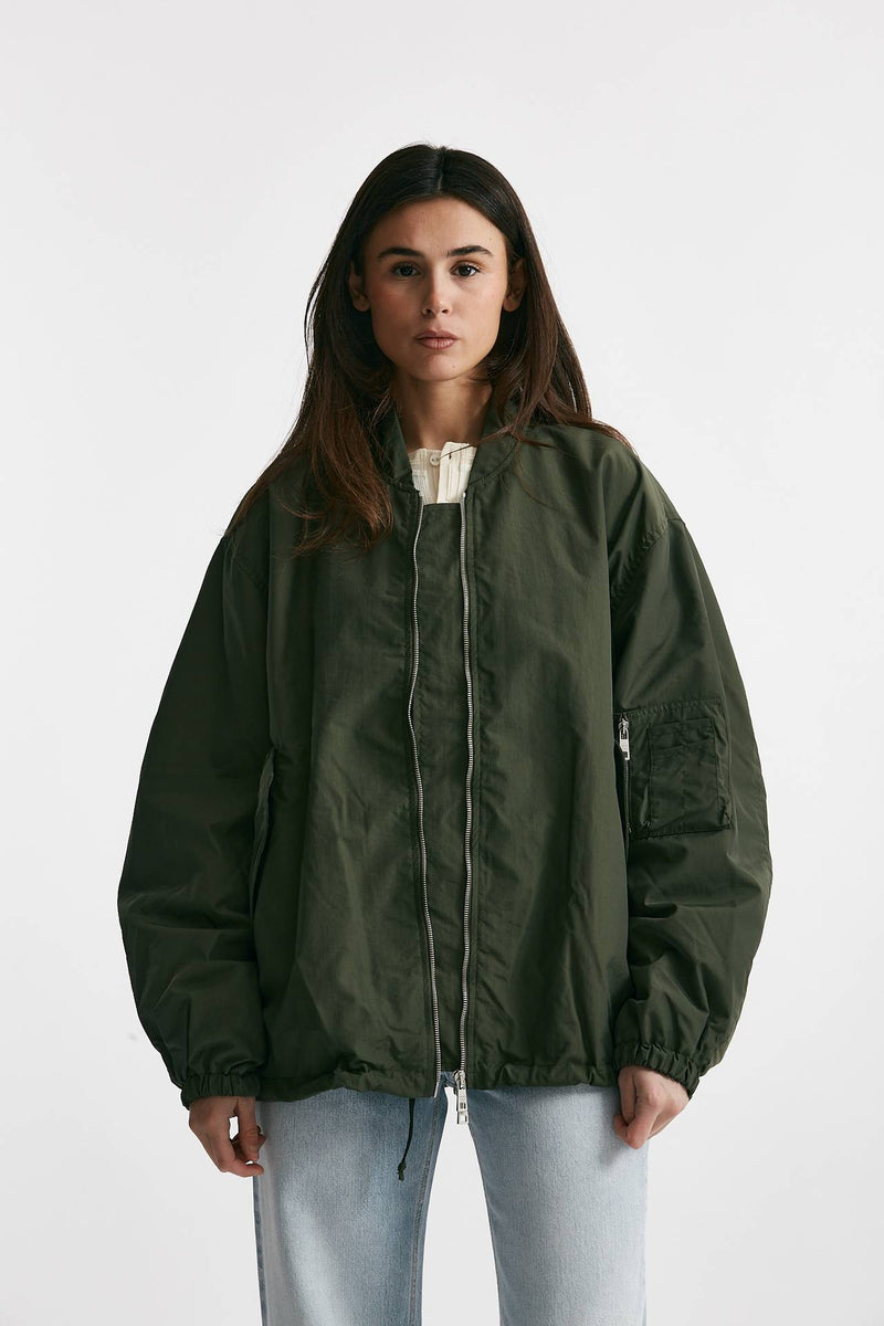 bomber over in nylon verde militare women Giorgio brato - 1