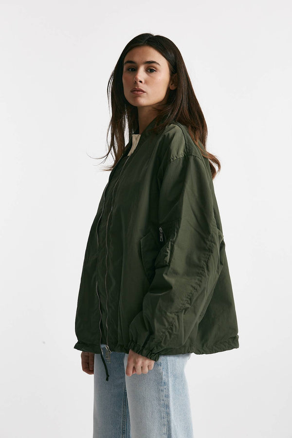bomber over in nylon verde militare women Giorgio brato