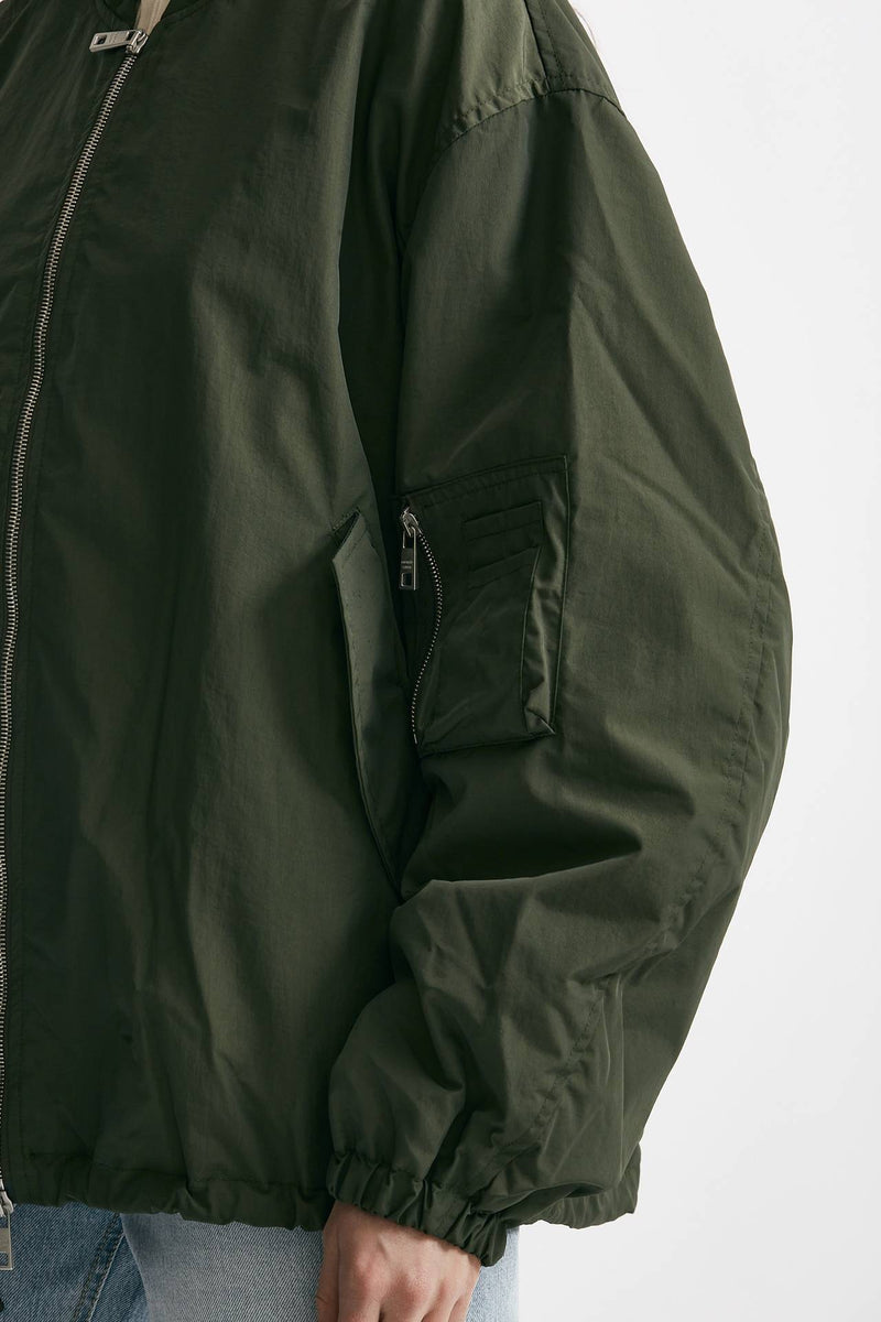 bomber over in nylon verde militare women Giorgio brato - 7