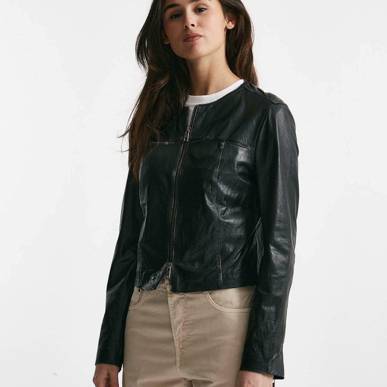 giubbino slim in pelle nero women Giorgio brato - 7