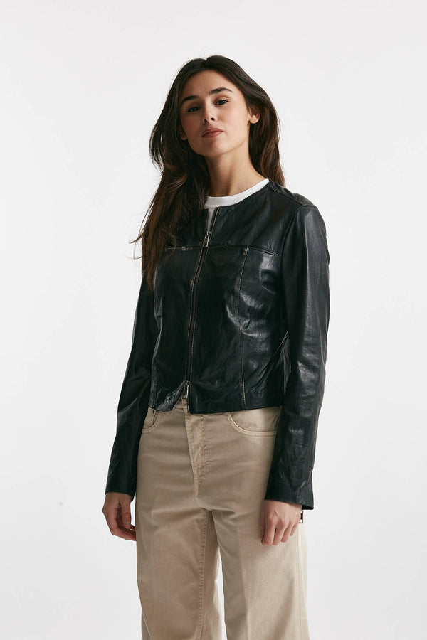 giubbino slim in pelle nero women Giorgio brato