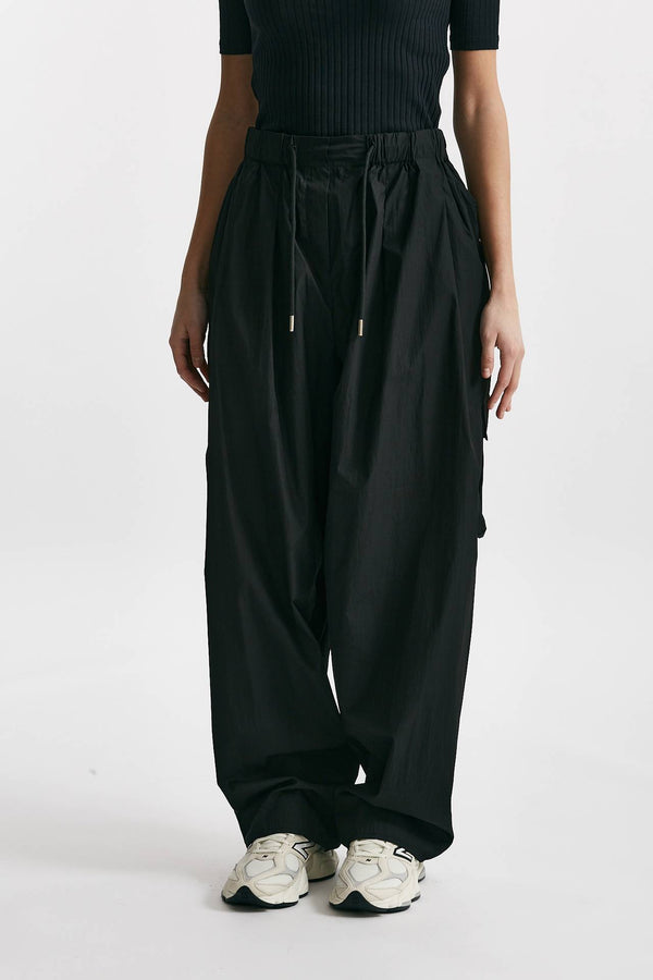 pantalone over fit in tela tecnica nero women Giorgio brato