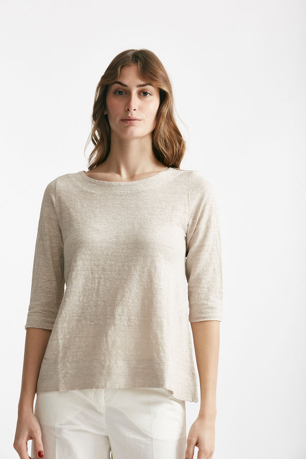 t-shirt in lino beige scollo tondo women Clouds