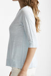 t-shirt in lino azzurro chiaro scollo tondo women Clouds - 2