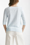 t-shirt in lino azzurro chiaro scollo tondo women Clouds - 3