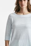 t-shirt in lino azzurro chiaro scollo tondo women Clouds - 4
