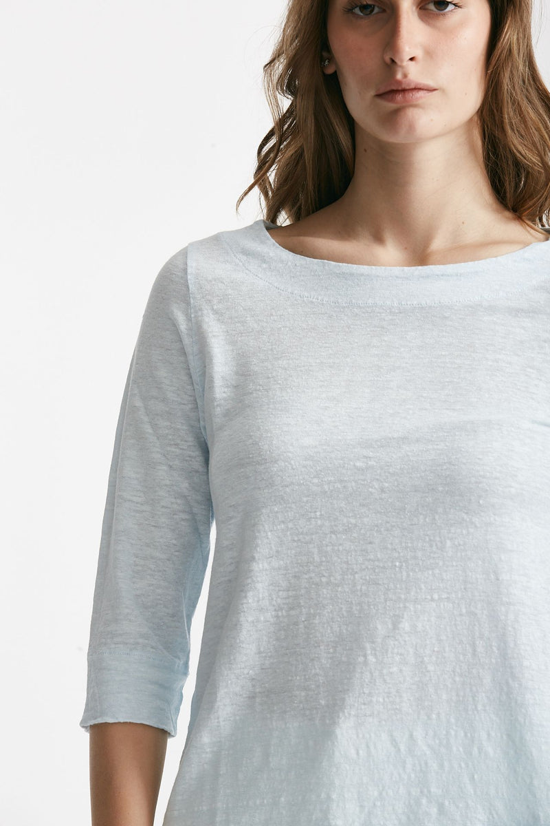 t-shirt in lino azzurro chiaro scollo tondo women Clouds - 4