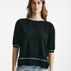 maglia in cotone nero con riga bianca spalla scesa women Clouds - 6