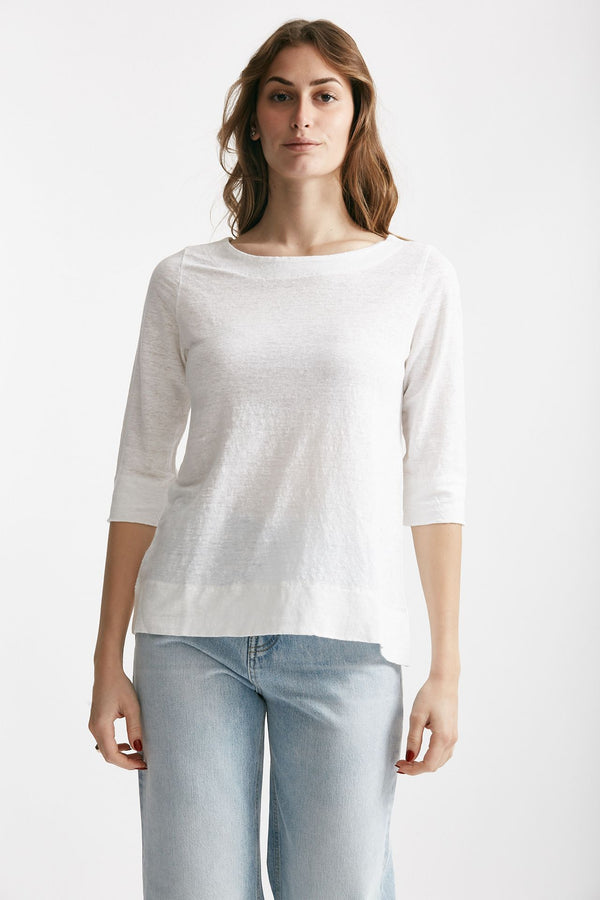 t-shirt in lino bianco scollo tondo women Clouds