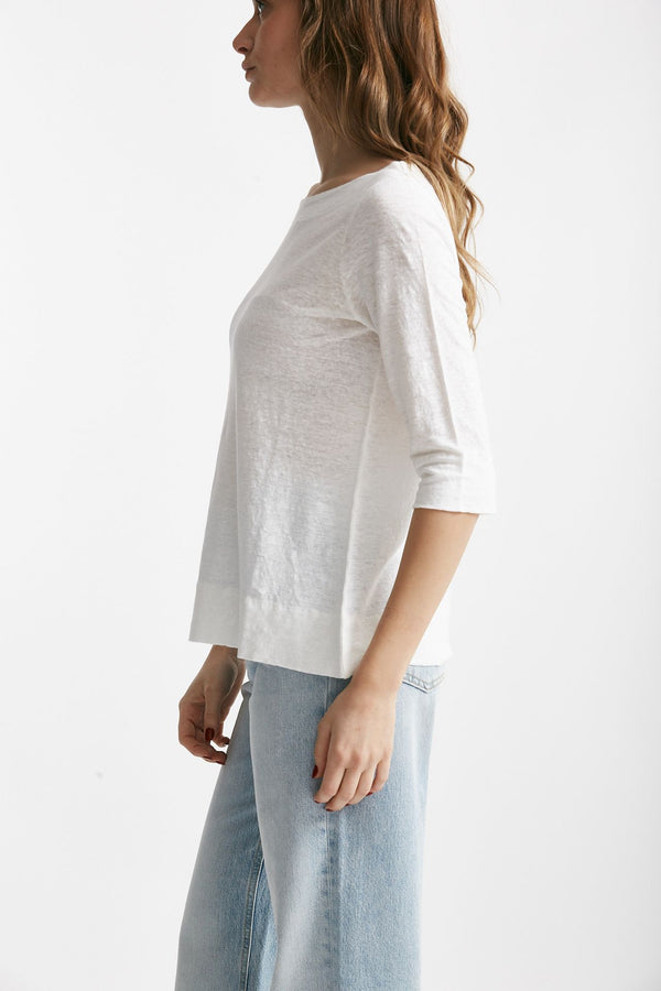 t-shirt in lino bianco scollo tondo women Clouds