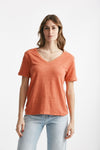 t-shirt in lino arancio women Clouds - 1