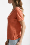 t-shirt in lino arancio women Clouds - 2