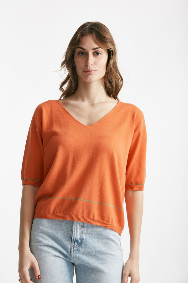 maglia scollo v arancio women Clouds