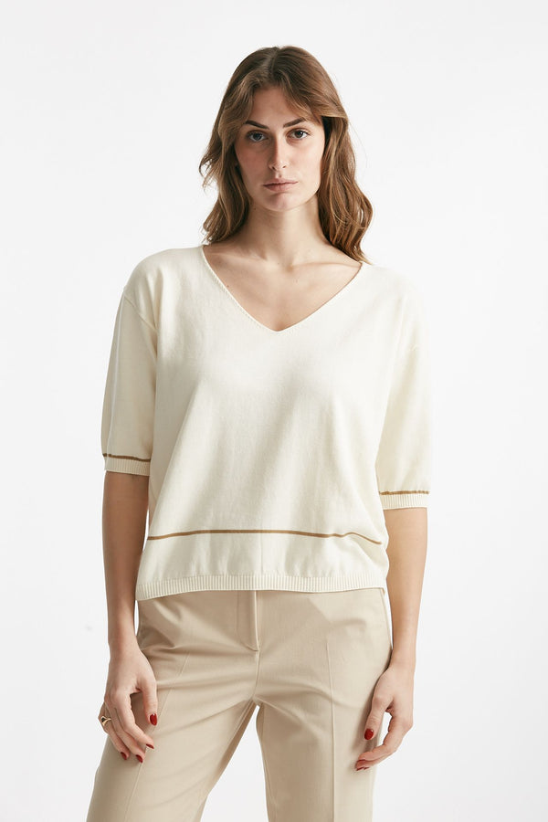 maglia scollo v panna women Clouds