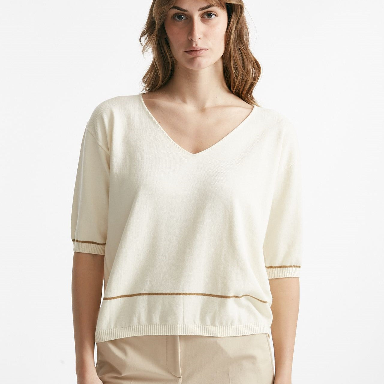 maglia scollo v panna women Clouds - 6