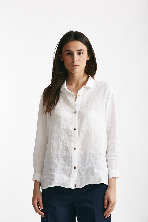 camicia in lino bianco women Clouds