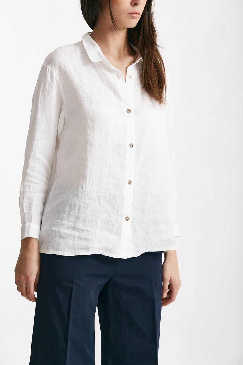 camicia in lino bianco women Clouds - 4