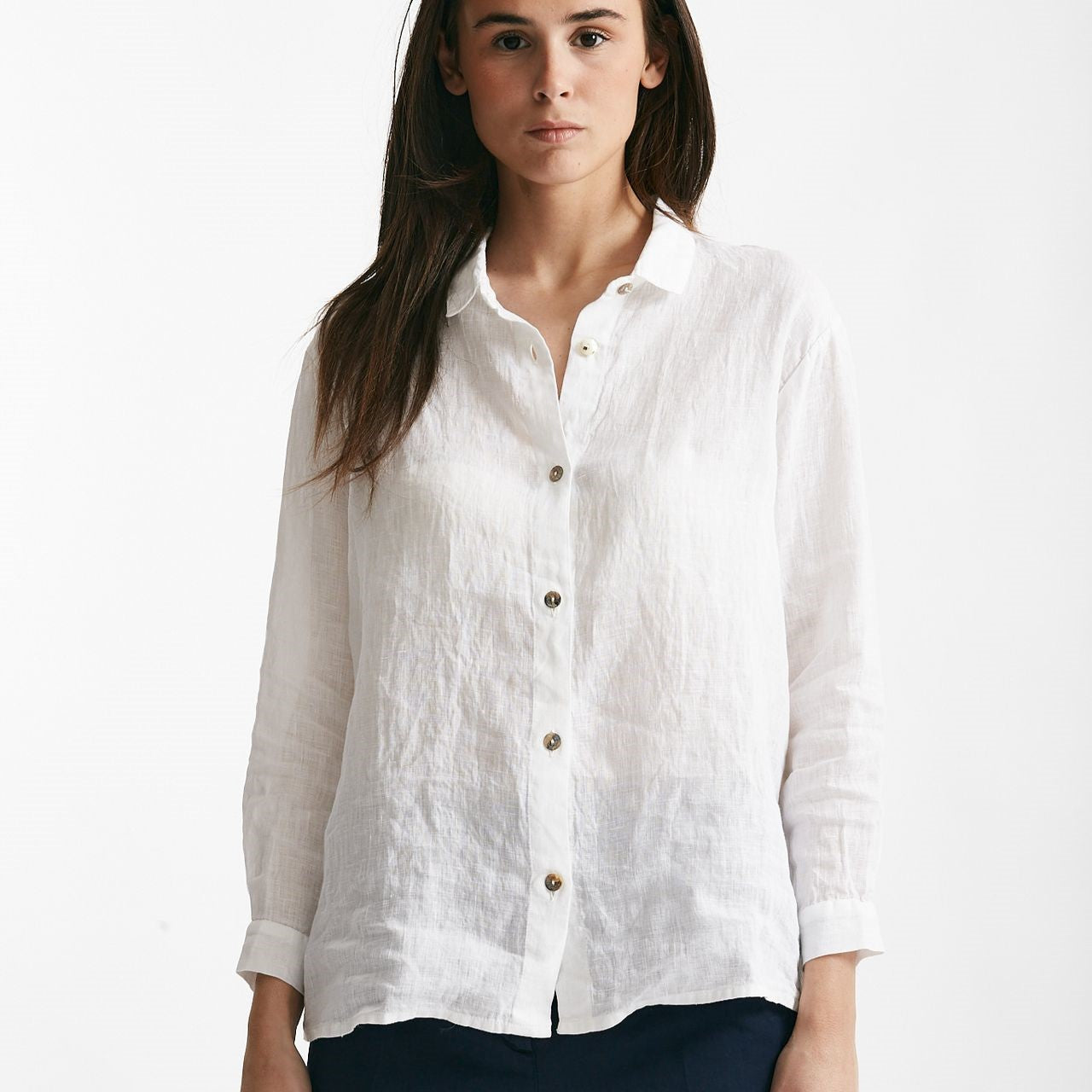 camicia in lino bianco women Clouds - 6