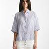 camicia in lino rigata bianca e azzurra women Clouds - 8