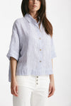 camicia in lino rigata bianca e azzurra women Clouds - 4