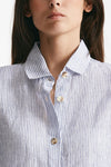 camicia in lino rigata bianca e azzurra women Clouds - 7