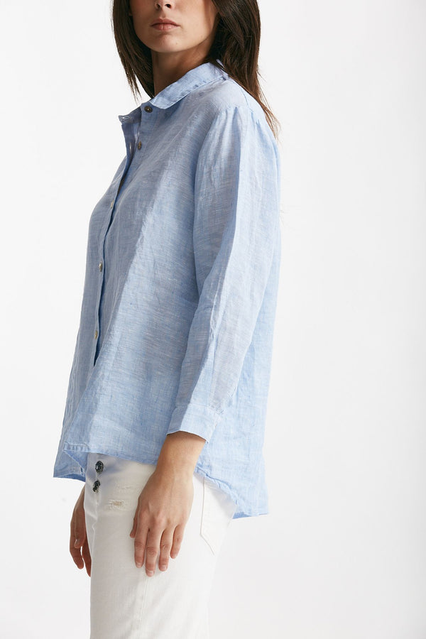 camicia in lino azzurra women Clouds