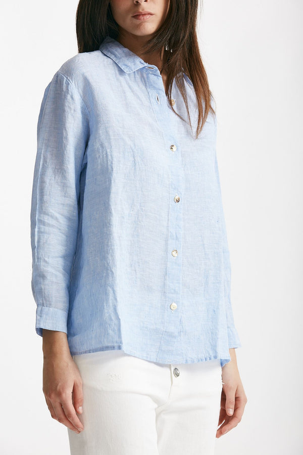 camicia in lino azzurra women Clouds