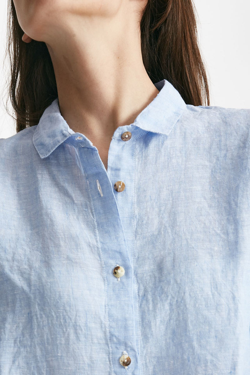 camicia in lino azzurra women Clouds - 5
