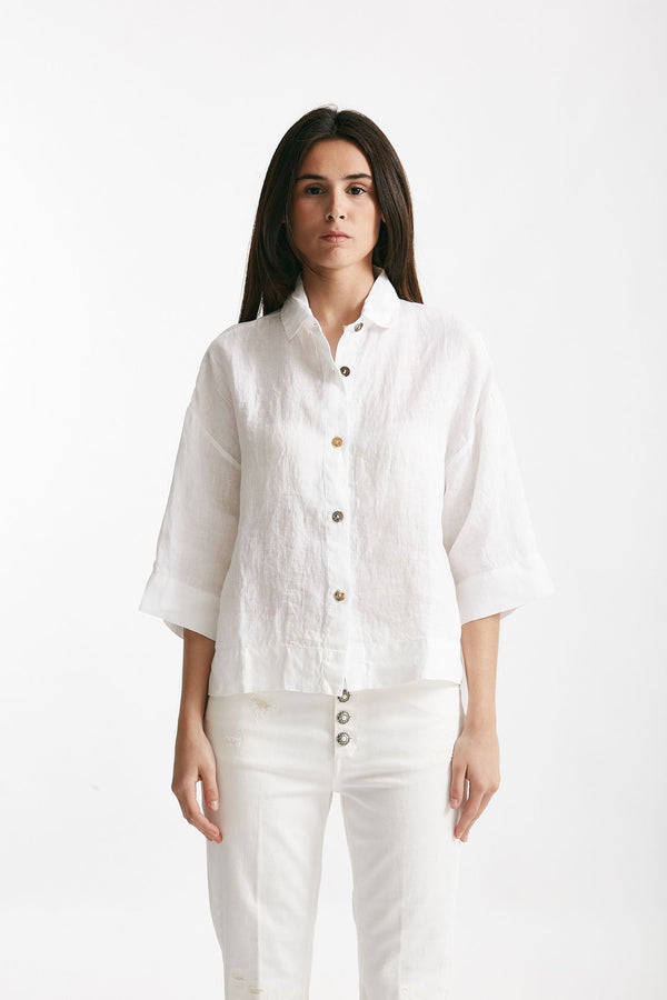 camicia in lino bianco women Clouds