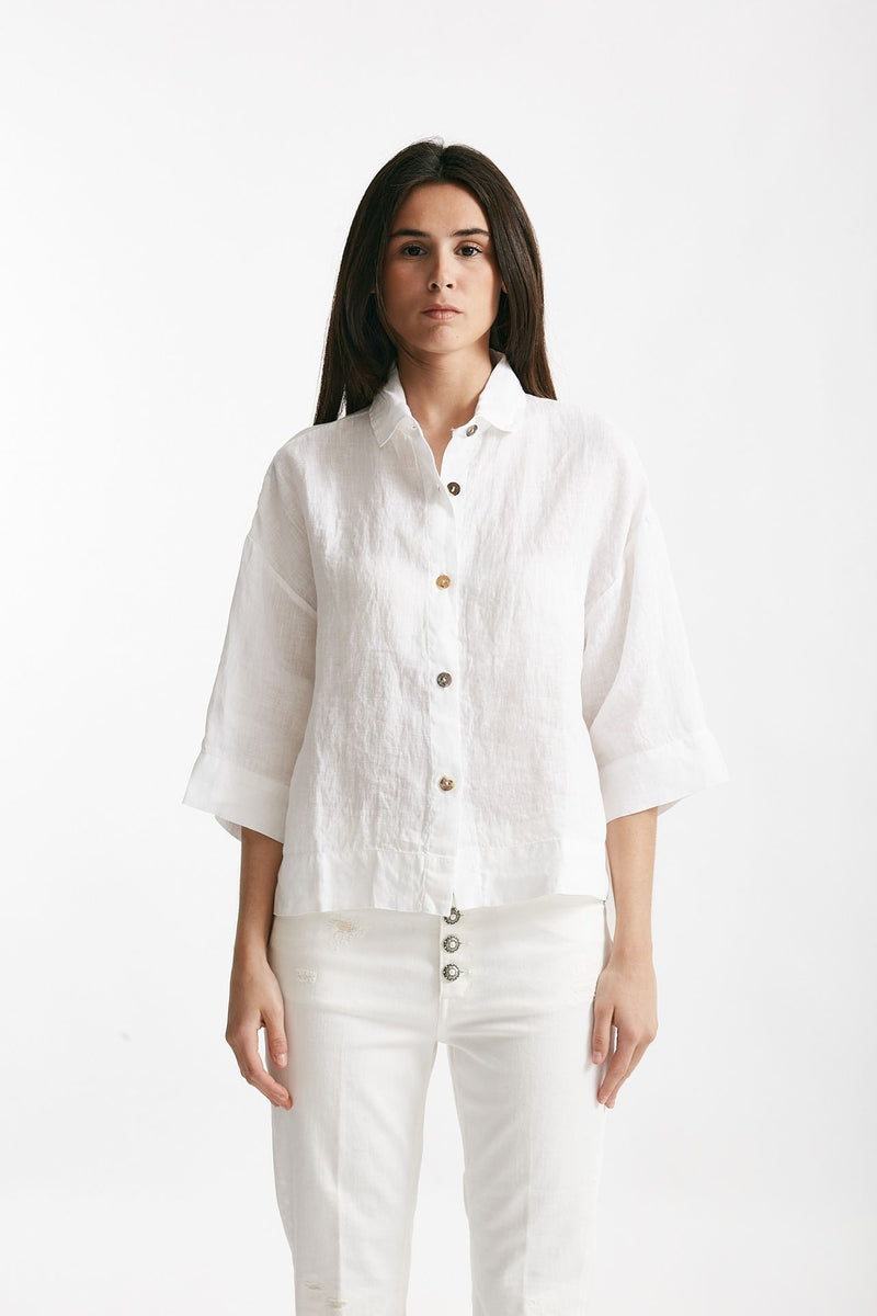 camicia in lino bianco women Clouds - 1