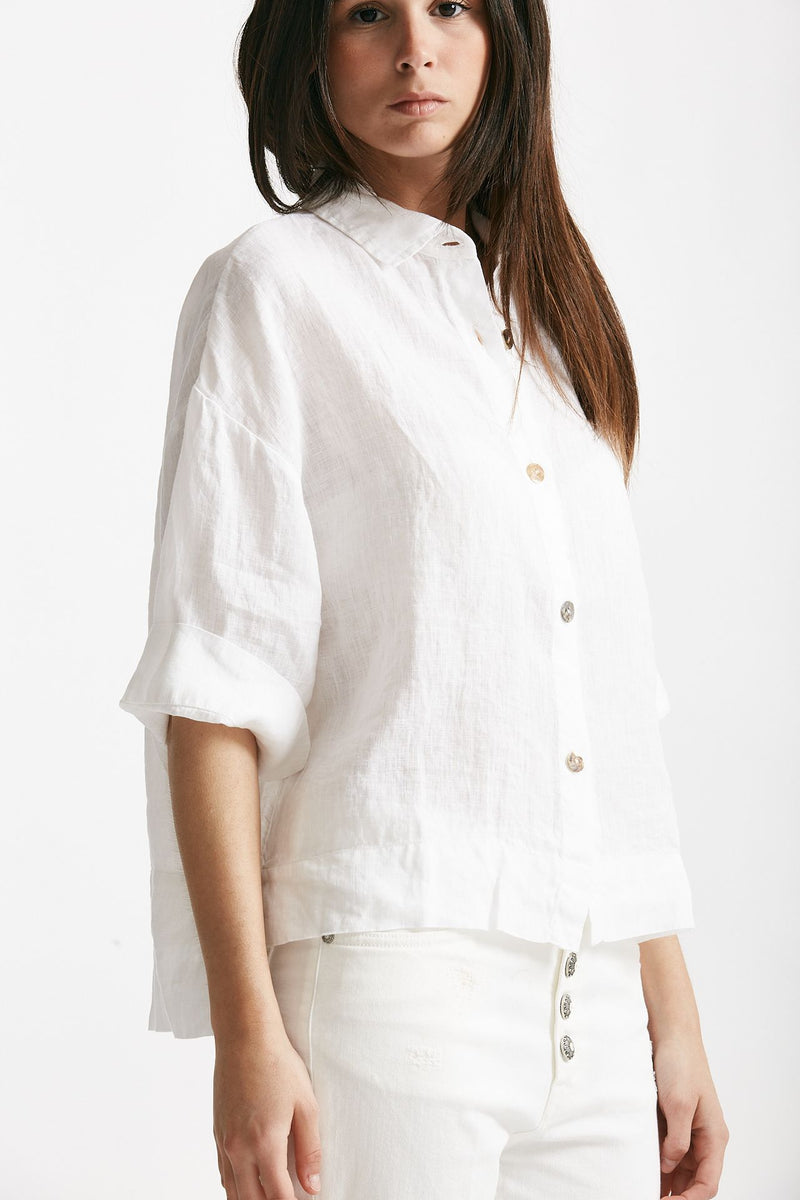 camicia in lino bianco women Clouds - 3