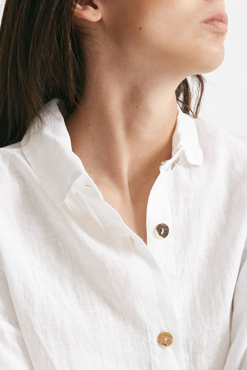 camicia in lino bianco women Clouds - 4