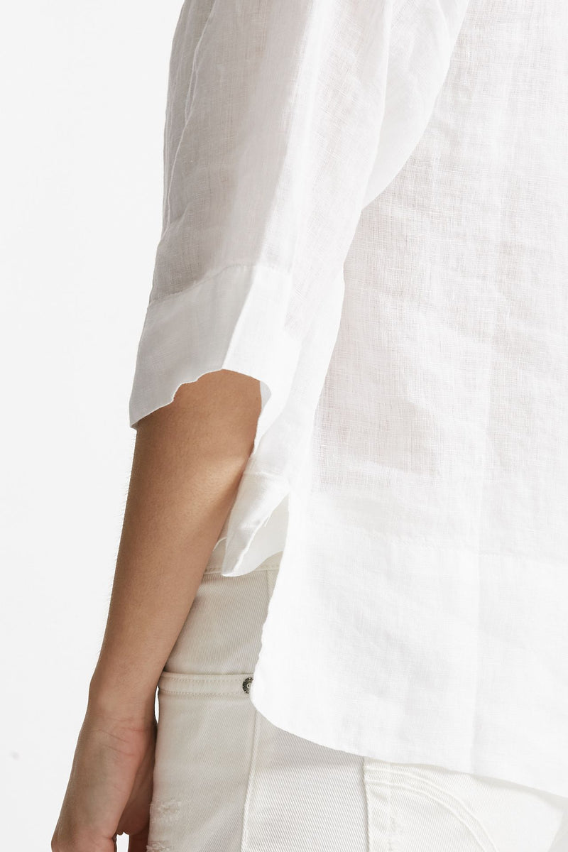 camicia in lino bianco women Clouds - 5