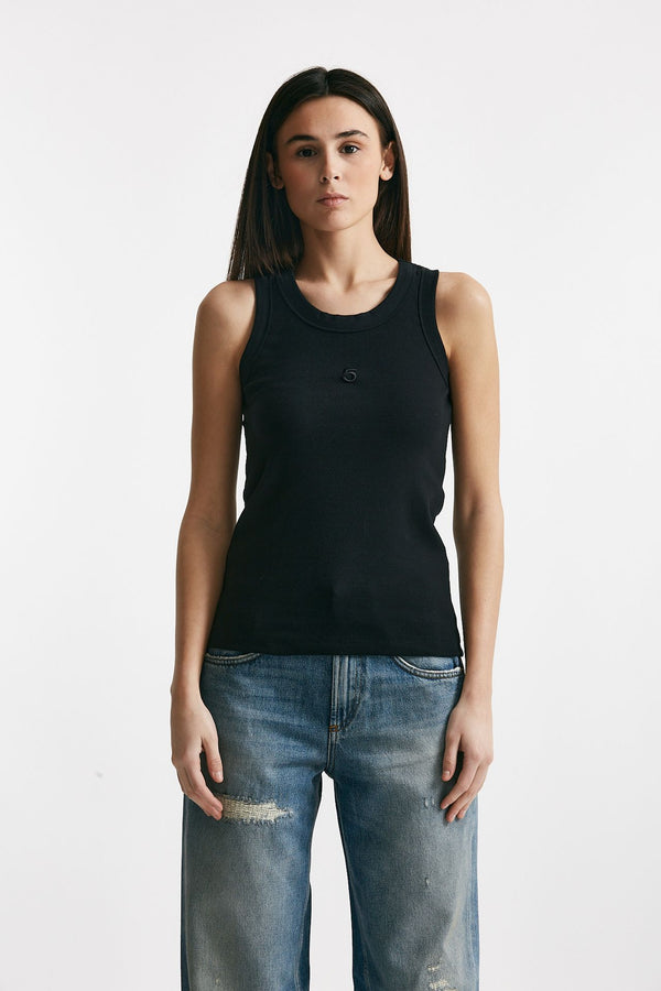 canotta a costine nero spalline women Department five
