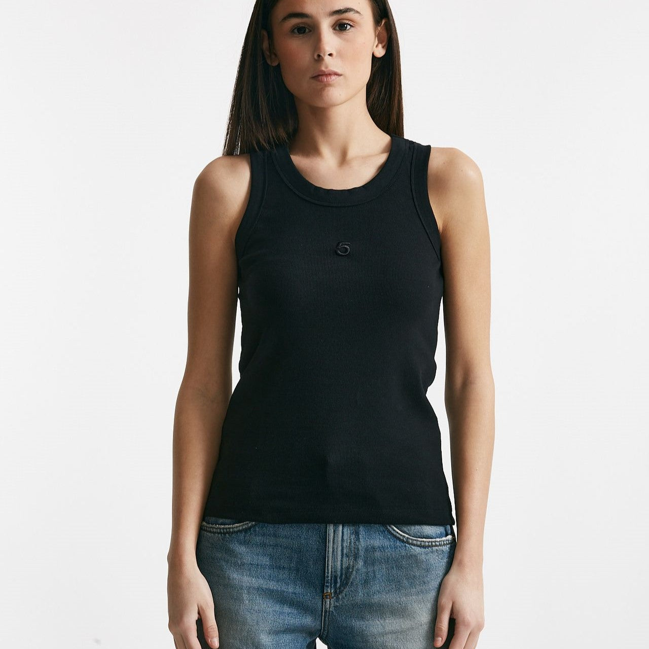 canotta a costine nero spalline women Department five - 6