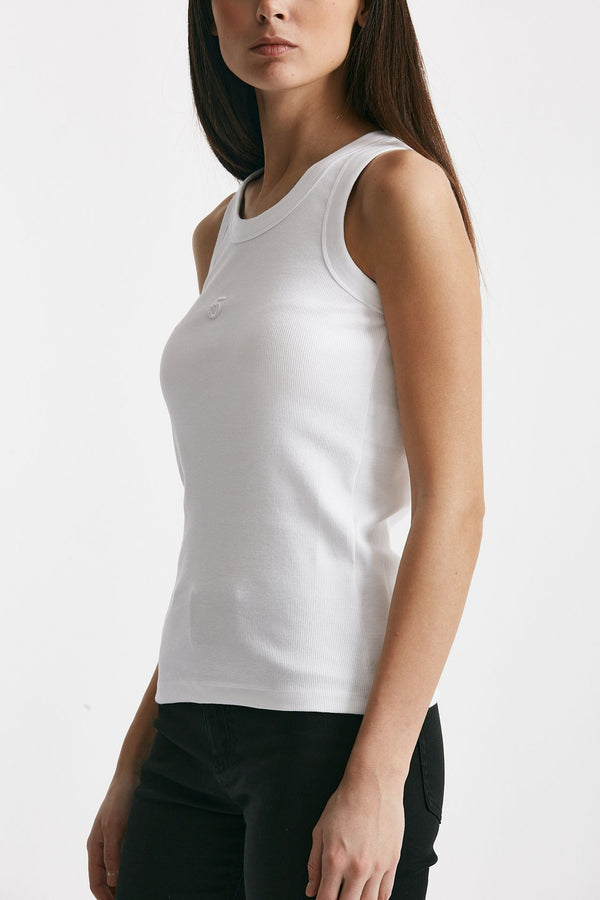 canotta a costine bianco ottico spalline women Department five